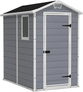 Manor 4x6 Resin Outdoor Storage Shed Kit-Perfect to Store Patio Furniture, Garden Tools Bike Accessories, Beach Chairs and Lawn