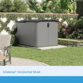 Glidetop Horizontal Outdoor Storage Shed with Pad-Lockable Sliding Lid and Doors, All-Weather Shed for Yard Storage, 57.5" W x
