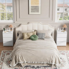 FOTOSOK White Nightstand Set of 2, 26" H White Night Stand with Charging Station, Nightstand Set 2 with USB Ports &Power Outlets