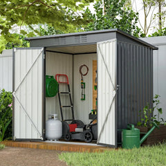 6X4 FT Outdoor Storage Shed, Waterproof Metal Garden Sheds with Lockable Door, Steel Tool Storage Buildings Shed & Outdoor Stora