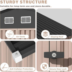 Outdoor Metal Storage Sheds: 10x12 FT Lockable Tool Shed Kit for Yard and Garden Use