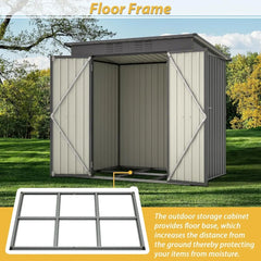 6X4 FT Outdoor Storage Shed, Waterproof Metal Garden Sheds with Lockable Door, Steel Tool Storage Buildings Shed & Outdoor Stora