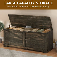 47.2" Storage Bench Storage Box Chest Retro Farmhouse Wooden Storage 59.3 Gallon