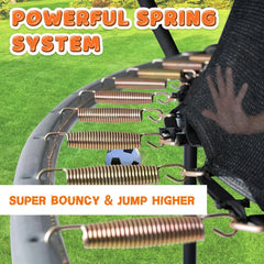 Trampoline, Recreational Trampolines with Enclosure Net and Ladder, Outdoor Anti-Rust Trampolines for Kids and Adults