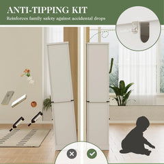 RoyalCraft Buffet Cabinet with LED Light, Narrow Buffet Sideboard with Drawers and Glass Adjustable Shelves for Dining Room