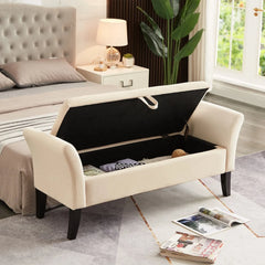 Tufted Storage Bench with Hidden Storage Bedroom Entryway Footstool Soft Velvet Upholstered Comfortable Durable Wood Frame