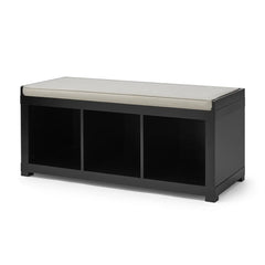 Indoor Storage Bench with 3 Cube Compartments Stylish Cushioned Seating Organizer Living Room Mudroom Hallway