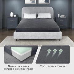11 Inch Green Tea Cooling Gel Memory Foam Mattress Firm Support Charcoal Infused Mattress-in-A-Box Certified Safe Sleep Pressure