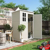 Outdoor Resin Storage Shed 6x4.5 FT, Plastic Garden Shed for Bike, Garbage Can, , Outside Sheds with Lockable Door for Back