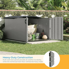 Glidetop Horizontal Outdoor Storage Shed with Pad-Lockable Sliding Lid and Doors, All-Weather Shed for Yard Storage, 57.5" W x