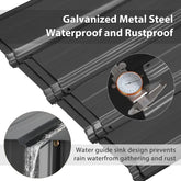 8x6FT Outdoor Storage Shed, Galvanized Steel Metal Garden Shed with Large Window, Lockable Double Door, Outdoor Tool Shed for B