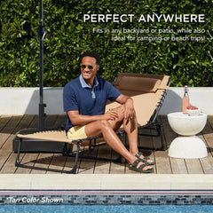 Patio Chaise Lounge Chair, Portable Outdoor Folding Recliner for Lawn, w/ 8 Positions, Handles, 300lb Capacity - Forest Green