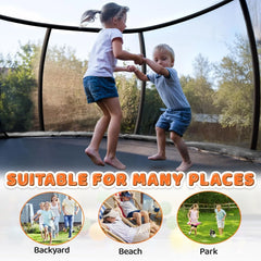 Trampoline, Recreational Trampolines with Enclosure Net and Ladder, Outdoor Anti-Rust Trampolines for Kids and Adults