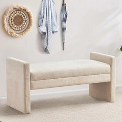 51" Bedroom , End of Bed , Fabric Ottoman , Entryway Bench, Comfy Modern Bench, Bed Benches for Foot of Bed(Khaki