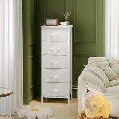 White Tall Dresser For Bedroom, Closet Organizers And Storage Tall Fabric Dresser For Closet, Drawer Organizer With 5 Drawers,