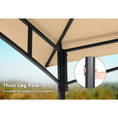 Outdoor Garden Gazebo for Patios with Stable Steel Frame and Netting Walls (10x12,Beige)