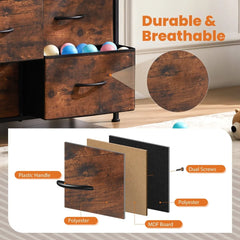 9 Drawer Dresser Fabric Storage Cabinet Rustic Home Office Organizer Eco-Friendly MDF Easy Assembly Modern Design