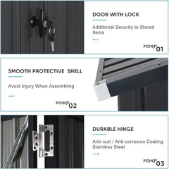 10x8FT Outdoor Storage Shed, Large Galvanized Steel Metal Garden Shed with Window, Lockable Double Door, Outdoor Tool Shed for