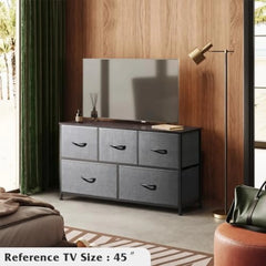 Dresser for Bedroom with 5 Drawers, Wide Chest of Drawers, Fabric Dresser, Storage Organizer Unit with Fabric Bins