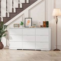 9 Drawer Dresser for Bedroom, Storage Cabinet With Hidden Handles, Modern Closet Of Drawers for Living Room