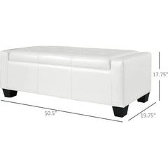 Large 51" Storage Ottoman, Tufted Faux Leather Storage Bench for Living Room, Entryway, or Bedroom