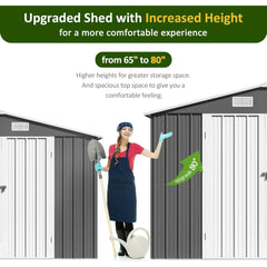 10x12 FT Outdoor Storage Shed, Metal Garden Tool Shed with Updated Frame Structure and Lockable Doors, Ideal for Backyard Garden