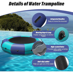 Inflatable Water Trampoline for Lake, Recreational Floating Water Bouncer with 500W Electric Inflator & Rope Ladder