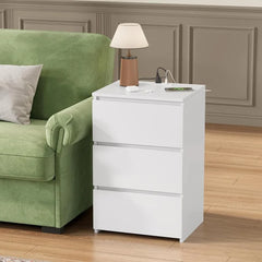 FOTOSOK White Nightstand Set of 2, 26" H White Night Stand with Charging Station, Nightstand Set 2 with USB Ports &Power Outlets