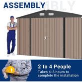 Galvanized Steel Outdoor Storage Shed - 10x10 Feet for Backyard, Patio, Lawn, and Tool Storage