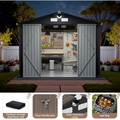 10x12 FT Outdoor Storage Shed,Metal Tool Sheds,Waterproof Outside Storage Shed with Lockable Doors & Air Vent,Storage Building f