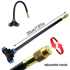 5Pcs Brass Misting Nozzles Tee with 20cm Built in Hose for Outdoor Cooling System Adjustable 360° Rotation Nozzles Sprayer
