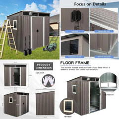 Durable 6x5 Outdoor Metal Shed with Lockable Door for Garden and Tool Storage