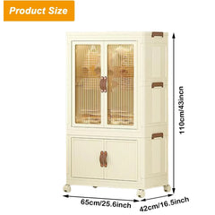 Foldable Wardrobe Cabinet with Wheels, Bardrobe 25''-2layer Clothing Storage Closet Organizer for Clothes, Books for Home/Office