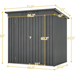 6X4 FT Outdoor Storage Shed, Waterproof Metal Garden Sheds with Lockable Door, Steel Tool Storage Buildings Shed & Outdoor Stora