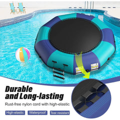 Inflatable Water Trampoline for Lake, Recreational Floating Water Bouncer with 500W Electric Inflator & Rope Ladder