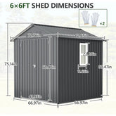 6x6 ft Metal Storage Shed Outdoor,Metal Steel Utility Tool Shed Storage House with Window and Floor Kit for Backyard Garden Pati