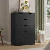 Tall 6 Drawer Dresser, Black Modern Chest of Drawers for Bedroom,Closet Dressers with Drawers for Living Room, Entryway, Hallway