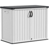 Outdoor Storage Cabinet 26 Cu Ft with Lockable Doors, Horizontal Storage Shed Waterproof Patio Tools Storage Box for Sofa Cushi