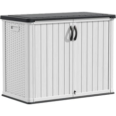 Outdoor Storage Cabinet 26 Cu Ft with Lockable Doors, Horizontal Storage Shed Waterproof Patio Tools Storage Box for Sofa Cushi