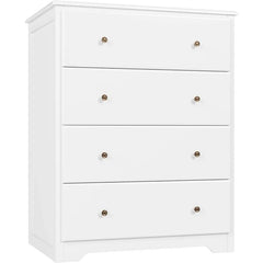 HOUSUIT White Dresser, 4 Drawer Dressers Chest of Drawers, Modern Tall Dresser, Wood Drawer Chest Storage Cabinet,Ivory White