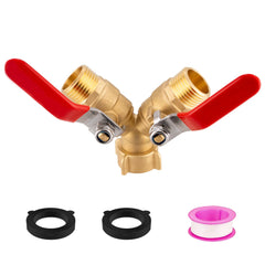 2025 New Brass 3/4" Garden Hose Splitter 2-way Tap Y-Type Watering Connector Garden Tap Outdoor Faucet Full Flow Hose Splitter