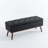 45.5" Tufted Storage Ottoman - Mid-Century Modern Bench with Safety Hinge & Wood Legs