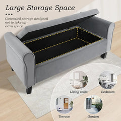 Jerry & Maggie 51-Inch Ottoman with Storage for Bedroom, Velvet Upholstered Bench, Entryway Seating Solution (Velvet, Dark Grey)