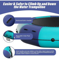 Inflatable Water Trampoline for Lake, Recreational Floating Water Bouncer with 500W Electric Inflator & Rope Ladder