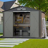 10x12 FT Outdoor Storage Shed,Metal Tool Sheds,Waterproof Outside Storage Shed with Lockable Doors & Air Vent,Storage Building f