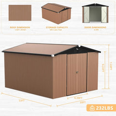 Metal Storage Shed,Outdoor Storage Building 10x12,Large Backyard Sheds with Lockable Door,Waterproof Outside Storage Shed