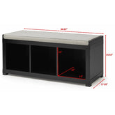 Indoor Storage Bench with 3 Cube Compartments Stylish Cushioned Seating Organizer Living Room Mudroom Hallway
