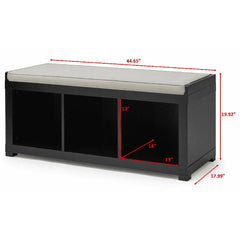 Indoor Storage Bench with 3 Cube Compartments Stylish Cushioned Seating Organizer Living Room Mudroom Hallway
