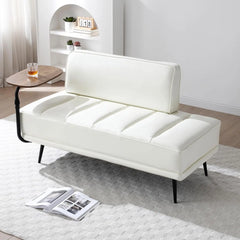 PU Leather Bedroom Ottoman Bench 53.2" Long Ottoman Benches for Living Room Bed End Rectangular Window Entryway Bench
