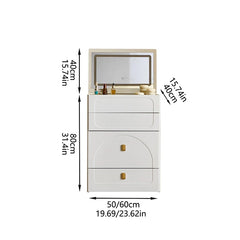 3-in-1 Dresser with Flip-Up Mirror and Light, Small Dresser Set with Visible Glass Tabletop, 3 Drawers, Storage Bench, 3-Color I